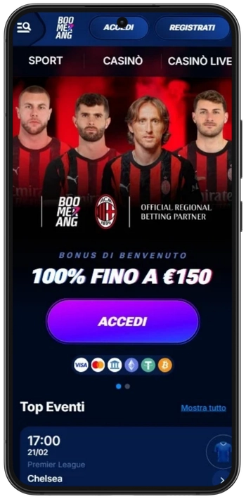 Aprire il sito ufficiale Boomerang Bet