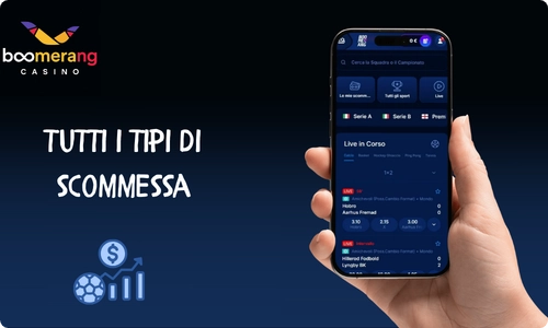Tipi di scommesse disponibili su Boomerang Bet
